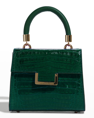 Maria Oliver Michelle Crocodile Top-handle Bag In Emerald Green