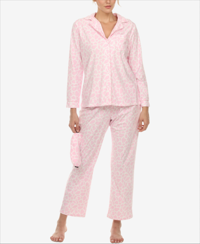 White Mark Plus Size Pajama Set, 3-piece In Pink