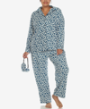 White Mark Plus Size Pajama Set, 3-piece In Blue