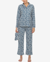 White Mark Women's Giraffe Print Three Piece Pajama Set In Blue