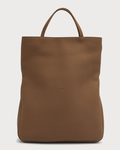 The Row Everett Grained-leather Tote Bag In Dove Grey