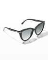 Tom Ford Isabella Plastic Cat-eye Sunglasses In 01b Black/grey