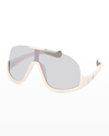 Moncler Visseur Semi-rimless Injection Plastic Shield Sunglasses In Grey