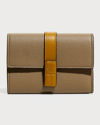 Loewe Small Trifold Flap Leather Wallet In Laurel Green