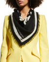 Alexander Mcqueen Graffiti-printed Frayed Edge Scarf In Black / Ivory