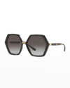 Dolce & Gabbana Hexagon Acetate Sunglasses In Transparent Black