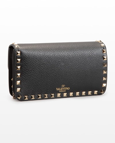 Valentino Garavani Rockstud Pouch Leather Shoulder Bag In Nero
