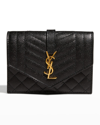 SAINT LAURENT ENVELOPE SMALL YSL FLAP WALLET IN GRAINED LEATHER