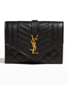 Saint Laurent Ysl Quilt Envelope Flap Card Case In Nero
