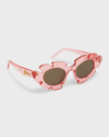 Loewe Flower Acetate Cat-eye Sunglasses In Shiny Pinik