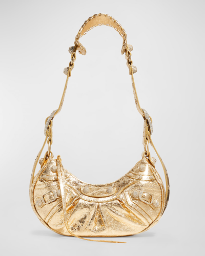 Balenciaga Extra Small Le Cagole Metallic Lambskin Shoulder Bag In 8006 Light Gold