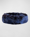 Gorski Fox Fur Headband In Blue Snowtop