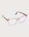 Tom Ford Blue Light Blocking Two-tone Acetate Cat-eye Glasses In Pink