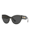 Versace Medusa Metal Cat-eye Sunglasses In Clear Gray