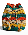 Rabanne Multicolor Disc Raffia Chain Bucket Bag