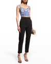 Dolce & Gabbana Cropped Floral-print Silk-blend Bustier Top In Natural White