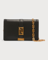 Versace Greca Goddess Leather Wallet On Chain In Black/gold