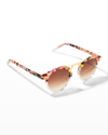 Krewe St. Louis Round Sunglasses With Metal Keyhole - Lotus To Cry In White