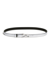 Ferragamo Reversible Gancini Calfskin Leather Belt In Argento