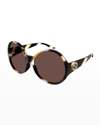 Gucci 63mm Round Sunglasses In Shiny Flamed