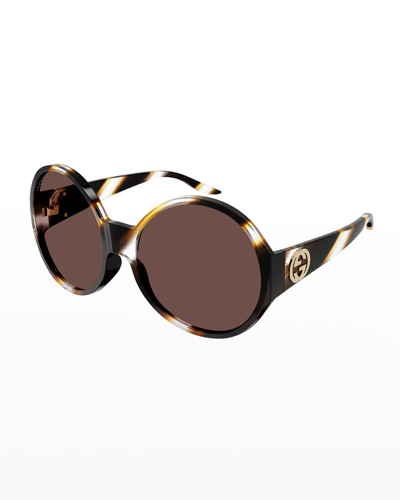 Gucci 63mm Round Sunglasses In Havana
