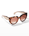 Prada Oversized Acetate Cat-eye Sunglasses In Caramel