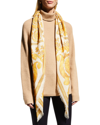 Versace Barocco-print Wool-blend Scarf In White / Gold