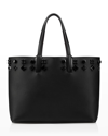 Christian Louboutin Cabata Empire Spike Studded Leather Tote Bag In Black/black