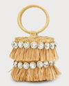 Btb Los Angeles Liv Crystal-embellished Bucket Bag In Natural