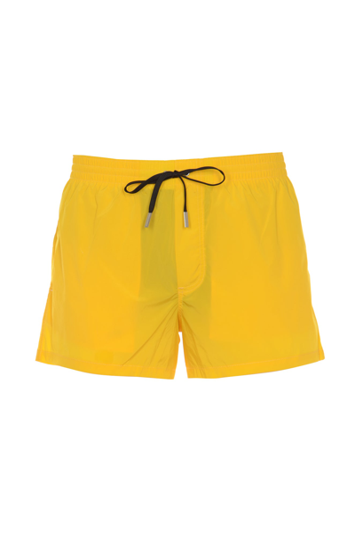 Dsquared2 Be Icon Swim Trunks In Yellow, Black