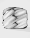 David Yurman 20mm Cable Edge Saddle Ring In Sil-rec