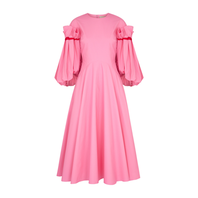 Roksanda Balloon Sleeve High-neck Cotton Dress In Pink