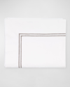 Sferra Queen 200 Thread-count Resort Flat Sheet In White/grey