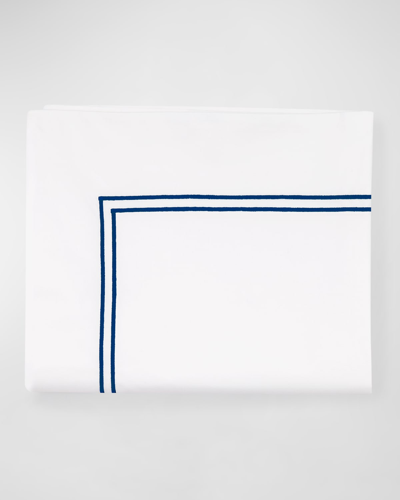 Sferra King 200 Thread-count Resort Flat Sheet In White/navy