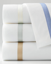 Matouk Full/queen 600 Thread Count Lowell Flat Sheet In White/azure (blue