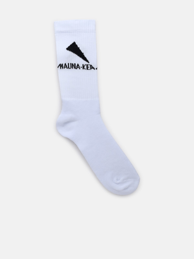 Mauna Kea White Cotton Logo Socks