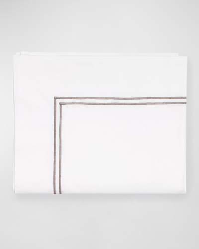 Sferra King 200 Thread-count Resort Flat Sheet In White/grey