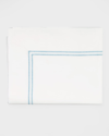 Sferra Grande Hotel Flat Sheet, King In White/aqua