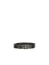 Balenciaga Bb-logo Crocodile-effect Leather Belt In Black