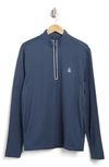 Original Penguin Golf Long Sleeve Half-zip Fleece Pullover In Black Iris Heather