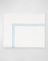 Sferra Queen 200 Thread-count Resort Flat Sheet In White/blue