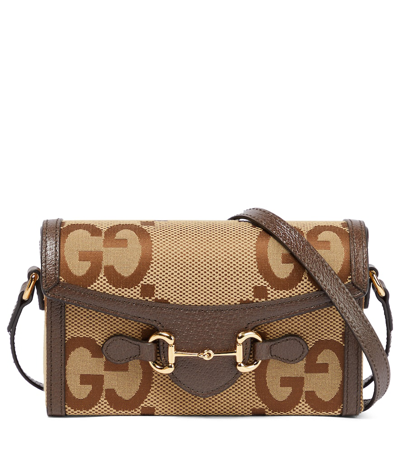 Gucci Horsebit 1955 Mini Canvas Crossbody Bag In Brown