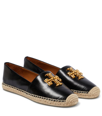 Tory Burch Eleanor Leather Espadrilles In Perfect Black