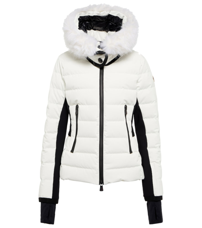 Moncler Lamoura Hooded Faux Fur-trimmed Quilted Down Ski Jacket In Bianco