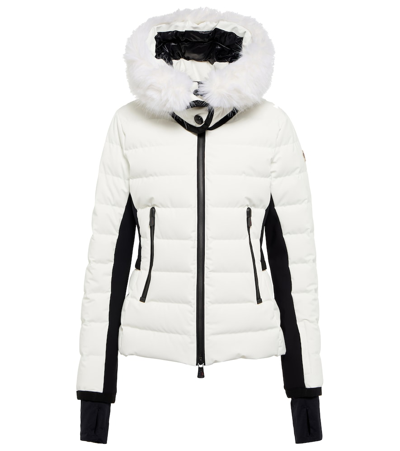 Moncler Lamoura Hooded Faux Fur-trimmed Quilted Down Ski Jacket In White