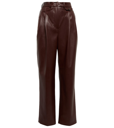 The Frankie Shop Pernille High-rise Pleated Faux-leather Trousers In Burgundy