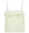 LOVESHACKFANCY SUNNY CHARMEUSE LACE-TRIMMED CAMISOLE