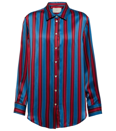 Asceno London Striped Silk Shirt In Blue,multi