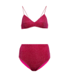 Oseree Lumiere High-rise Metallic Bikini In Fuxia