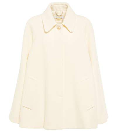 Chloé Caped Wool-blend Coat In White